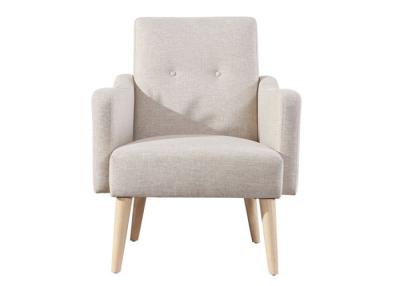 China Fabric Upholstered Lounge Chair Timber Legs Beige Fabric Armchair for sale