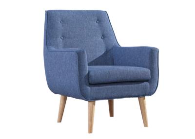 China Abnehmbarer Sitz Armstuhl Stoffbedeckung Holzbeine Blauer Akzent Sessel zu verkaufen