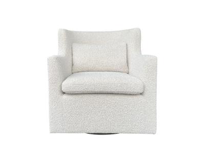 China Corduroy Fabric Swivel Chair Beige Swivel Armchair High Back Winged Sides for sale