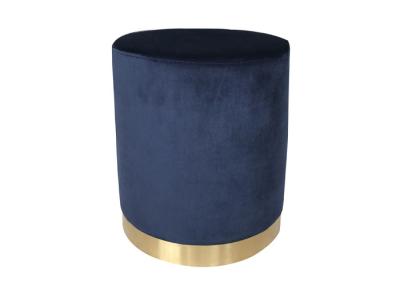 China Metal Plate Decor Ottoman Footstool Round D28 Dark Blue Foot Stool for sale