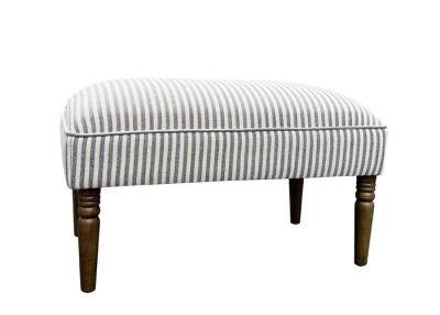 China Striped Fabric Storage Foot Stool Pipping Design Fabric Ottoman Footstool Wood Legs for sale