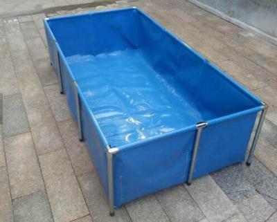 China Fireproof 4000L Tarpaulin Fish Tank With Blue Fish Pond Liner Environmental PVC Collapsible Fish Tank for sale