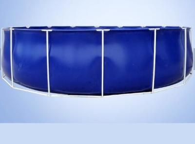 China 50000 Liters Folding Tarpaulin Fish Pond , Blue Color Aquarium Fish Tank With Steel Frame for sale