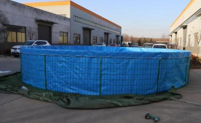 China Foldable 50000 Liters PVC Tarpaulin Fish Pond With Steel Mesh for sale
