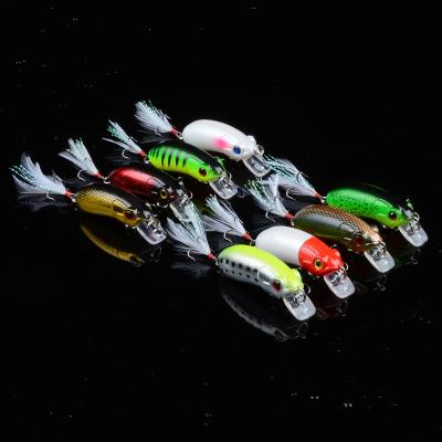 China 8 Colors 6.0CM/9.80g 8# Hooks Black feather hook plastic hard bait fake bait monster Fishing Minnow Lures for sale
