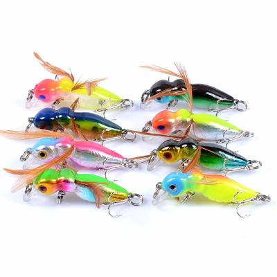 China 8 Colors 4.5CM/3g 10# Hooks Hard Plastic Fishing  Bait Minnow Lures for sale