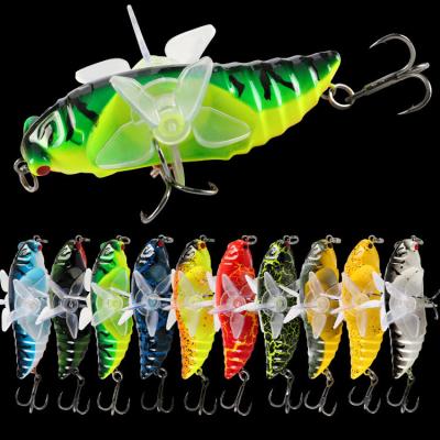 China 10 Colors 7.5CM/15.5g Twin Propeller Plastic Hard Bait Tractor Rotary Tackle Popper Fishing Lure for sale