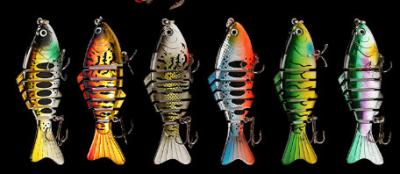 China 6 Colors 10 CM/16g 3D Eyes Plastic Bait Submerged Minnow Seven Multi Jointed Fishing Lure for sale