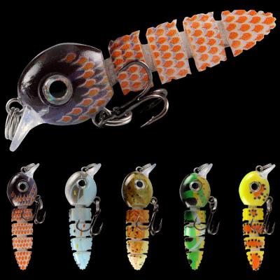 China 5 Colors 5.5CM/3.9g Minnow Blood Worm Lures Full Swimming Layer Trout Lures Multi Jointed Fishing Lure for sale