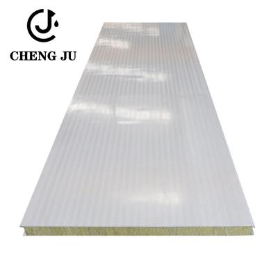 China Customized Aluminum Sandwich Panel Roofing Grey White Fireproof Rock Wool Sandwich Wall Panel for sale