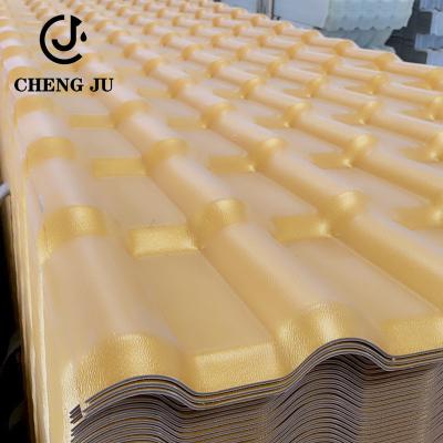 China Glasig-glänzende wasserdichte Goldfarbegemeinsame Resinvilla-Fliese PVC-Terrakotta-BambusDachplatten zu verkaufen