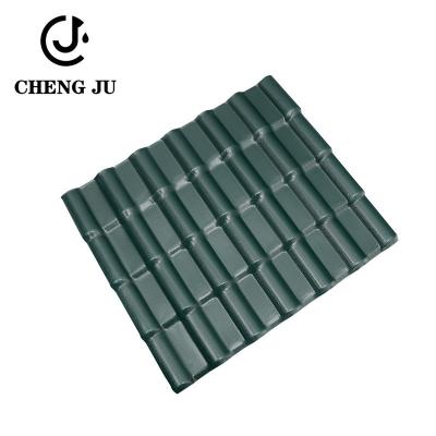 China Deep Green Glazed 10 Ft Corrugated Roofing Bamboo Joint Resinvilla Tile for sale
