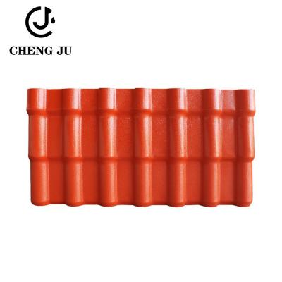 China Orange Farbe-PVC-Dachplatte-gemeinsame Deckung Resinvilla-Fliesen-20ft glasig-glänzende BambusDachplatten zu verkaufen