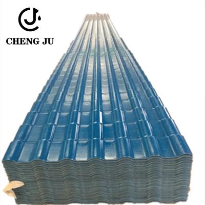 China Resinvilla Plastic Roof Tiles Sheets Bamboo Joint PVC Glazed Tile Deep Blue Color Roof Tiles for sale