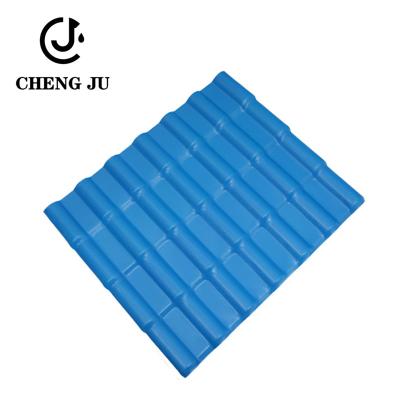 China Sky Blue PVC Roof Tile Glazed Bamboo Joint Synthetic Resinvilla Tile Roof Tiles for sale