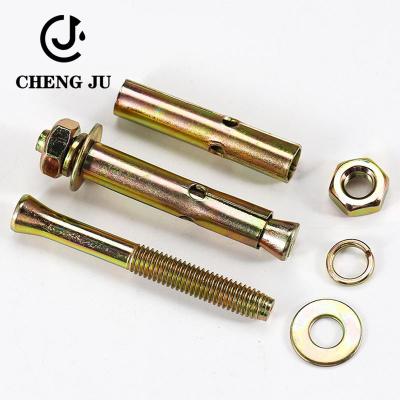China Metal Expansion Screw Yellow Zinc Plated High Carbon Steel Sleeve Anchor Bolts for sale