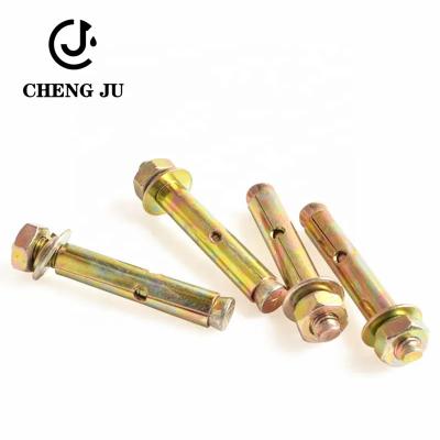 China Brass Plated Screw Accessories High Carbon Steel Sleeve Anchor Bolts Metal Expansion Screw for sale