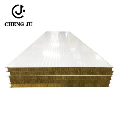 China 950mm 1000mm Sandwich Panel Roof Waterproofing White Color Polyurethane Fireproof Rock Wool Or Customized for sale