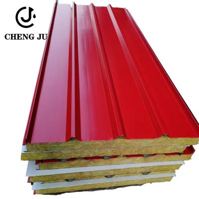 China Rote Sandwich-Platten-Dach-Baumaterial-Platten-Farbüberzogene Sandwich-Dach-Platten zu verkaufen