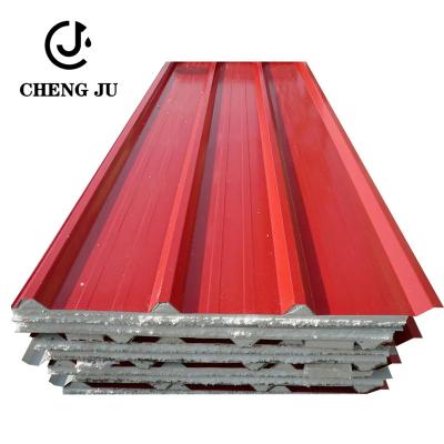 China Roofing Panel Building Metal Material Polyurethane Color Coated Sandwich Panel for sale