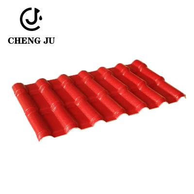 Chine 45mm que la tuile de toit de PVC couvre la couleur rouge ont enduit les tuiles de toit en plastique de résine synthétique à vendre