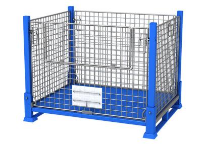 China Collapsible Stacking Stillage Pallet Cage Wire Mesh With Rugged Base for sale