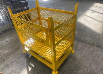 China Rigid Mesh Stackable Steel Stillages Warehouse Cage Trolley With Wheels for sale
