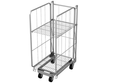 China Wire Mesh Roll Cage Pallets Trolley 500kg Powder Coating For Supermarket for sale