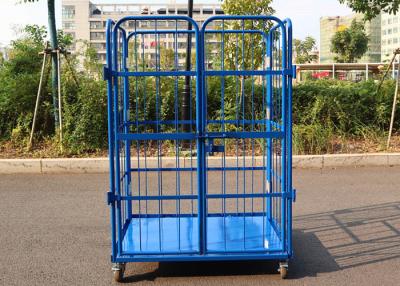 China Lockable Mobile Storage Roll Cage Pallets Trolley Full Security for sale