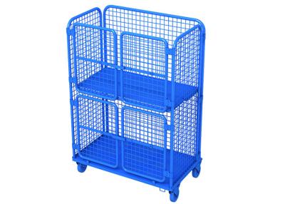 China Custom Q235 Steel Nestable Roll Cage Trolley Container With Gates for sale