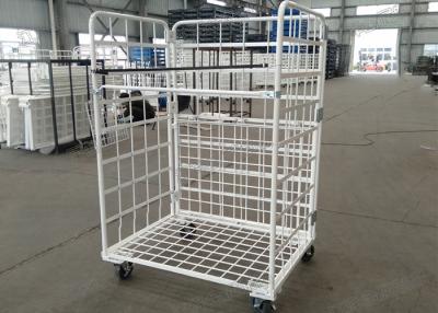 China Folding Nestable Roll Cage Container Wire Mesh Security Roll Pallet Trolley 500kg for sale