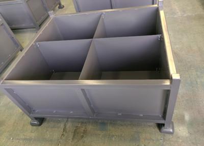 中国 ODMの堅い金属の金属パレットは積み重ね可能な低い台の大箱を貯蔵のための4つの仕切りおりに入れる 販売のため