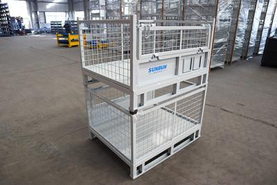 China El ahorro de espacio galvanizado de malla de alambre paleta de jaula para soluciones de almacenamiento de almacén en venta
