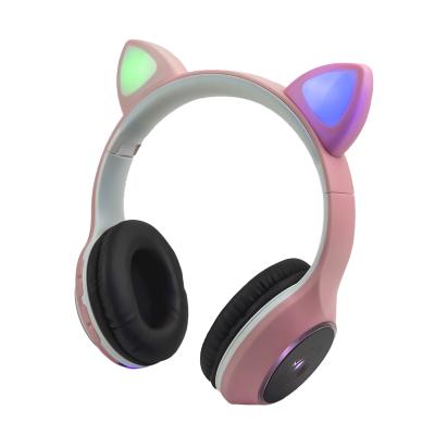 China Headband Cat Ear Headphones LED Light BT Bass Noise Canceling Adults Kids Girl Headphones for sale