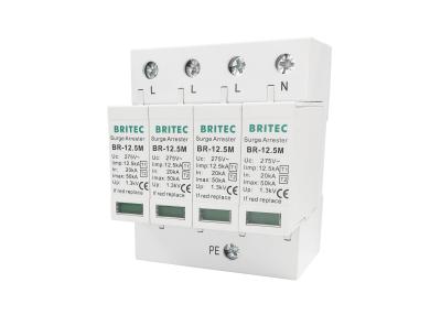 China AC 275V 12.5KA Power Surge Protection Device 4P Three Phase Power Supply Lightning SPD for sale