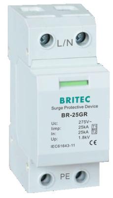 China BRITEC BR-25GR 1P 25kA  Type 1 Surge Arrester spd Surge Protection Devices Thunder Protector for sale