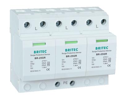 China BRITEC Spd Surge Protector BR-25GR 3P 25kA Three Phase Type 1 class 1 surge arrester spark arrester for sale