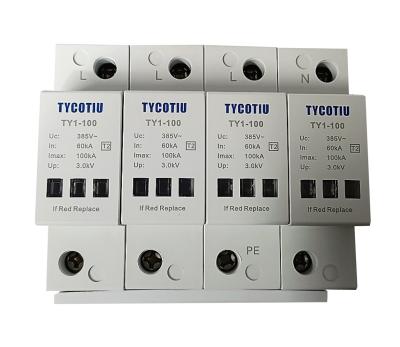 China TY1-100 4P OEM Type 2 Surge Protector 385v surge protection device SPD varistor arrester for sale