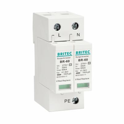 China BR275-60 2P 2P ac SPD 60kA Single Phase Surge Arrester surge Protection Device for sale