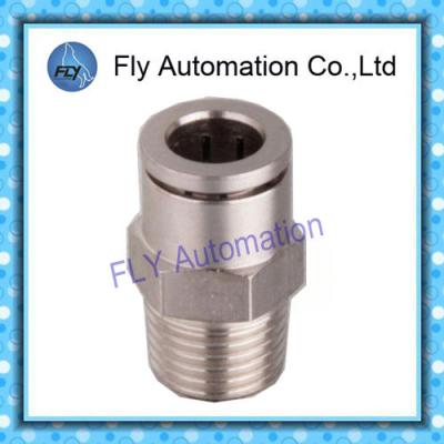 China Pneumatic Tube Fittings Straight male thread full copper nickel push pneumatic fittings PC series for sale