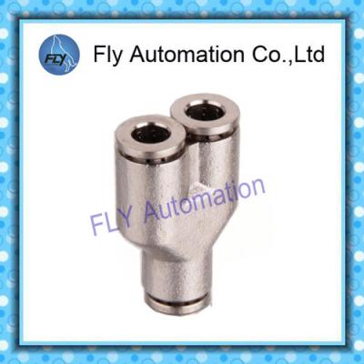 China Y- Tee metal nickel-plated push-in fitting  Pneumatic Tube Fittings PY series for sale