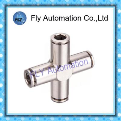 China Four Way Nickel-Plated Copper Push  - In Pneumatic Brass Tube Fittings PZA Series for sale