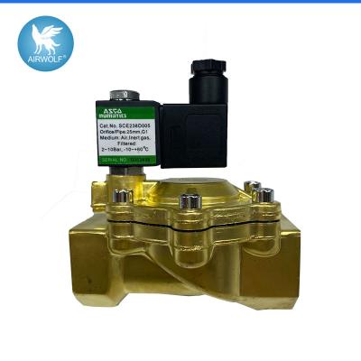 China  SCE238D005 1 Inch 3/2 Way Pilot Operated Brass Solenoid Valve for sale
