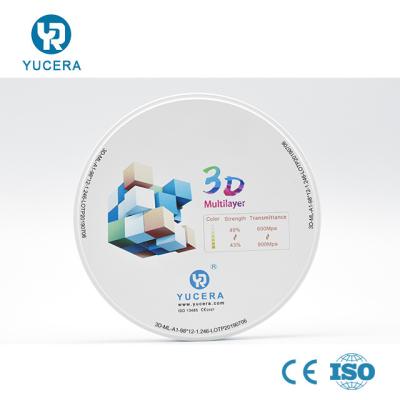 China 3D Multilayer Translucent Zirconia Blocks CE ISO FDA Certificated for sale