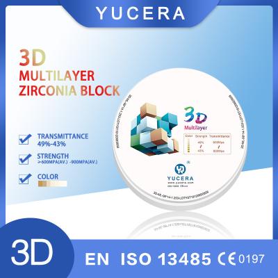 China 3D mais blocos coloridos da zircônia do bloco 1200HV auto Multilayer CAD CAM da zircônia à venda