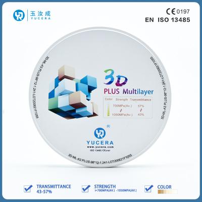 China Estético Multilayer do bloco 25mm 1200HV 3D da zircônia de Yucera pro altamente à venda