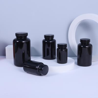 China Cosmetics Black HDPE Plastic Capsules Jar For Supplement for sale