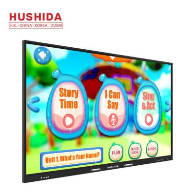 China HUSHIDA software interactivo del whiteboard del monitor libre de la pluma de la pantalla táctil del uso de la escuela de 75 pulgadas en venta
