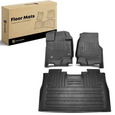 China 3x Front & Rear Black Floor Mats Liners for Ford F-150 Crew Cab Pickup 2015-2023 for sale