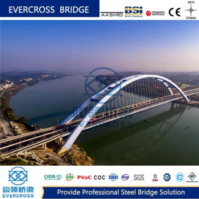 China Ponte de arco de rolamento superior de aço de estrutura rígida pintada com deck de concreto à venda